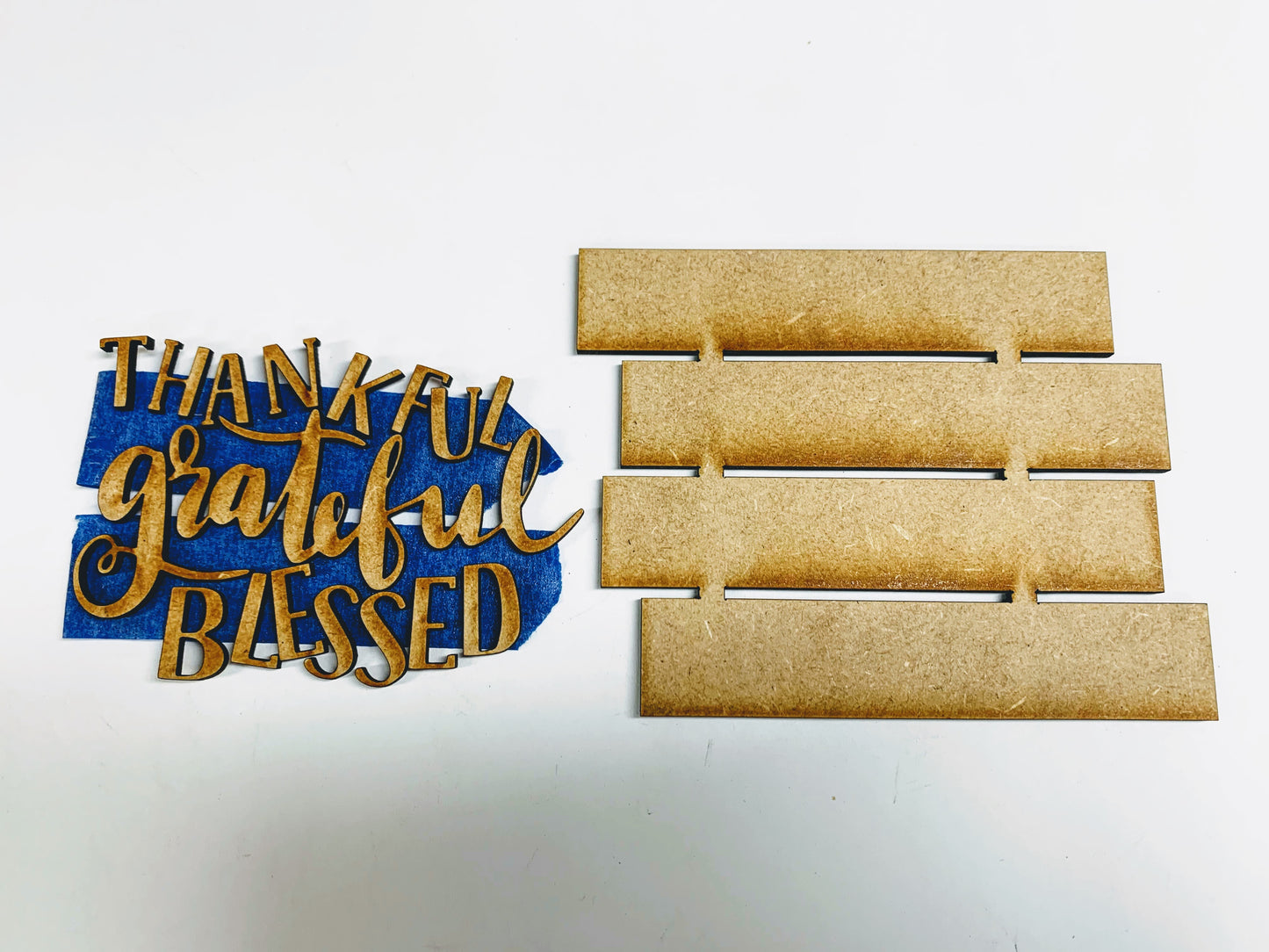 Thankful,Grateful & Blessed Tiered Tray Unfinished Kit