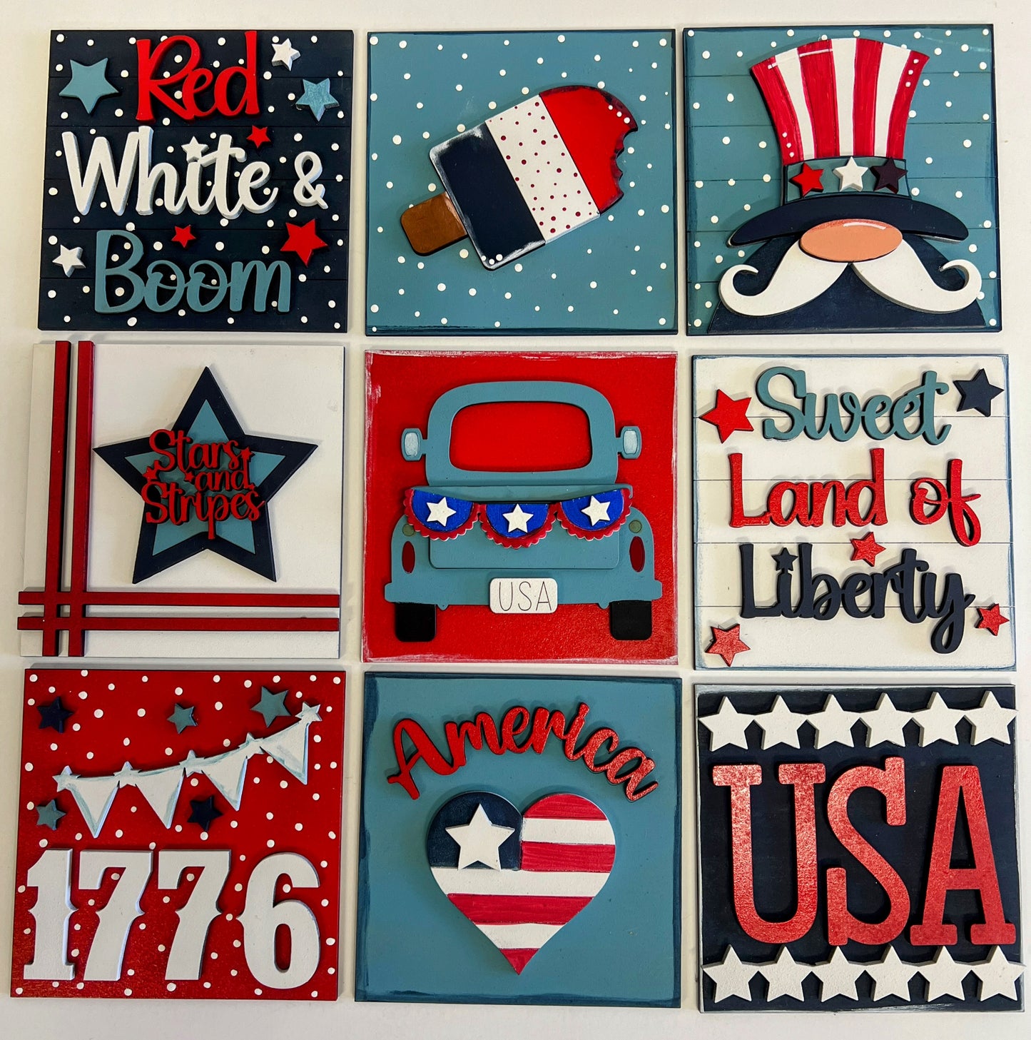 Fourth of July Leaning Ladder Tiles