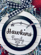 Load image into Gallery viewer, Farmhouse Family Name Christmas Ornament