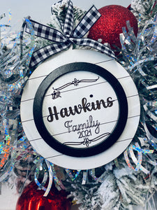 Farmhouse Family Name Christmas Ornament