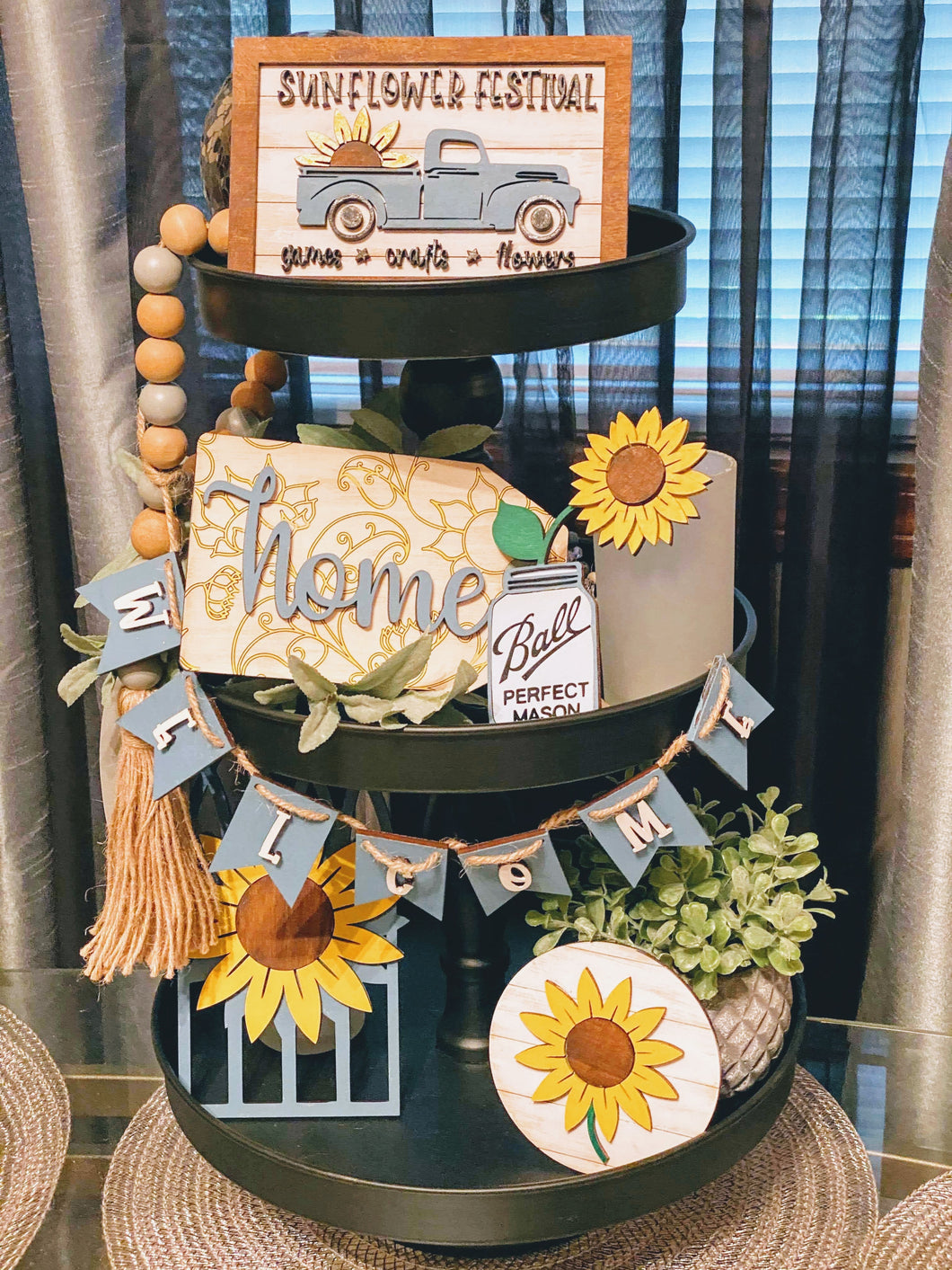 Sunflower Festival Tiered Tray Unfinished Kit