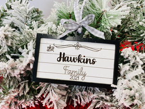 Farmhouse Family Name Christmas Ornament